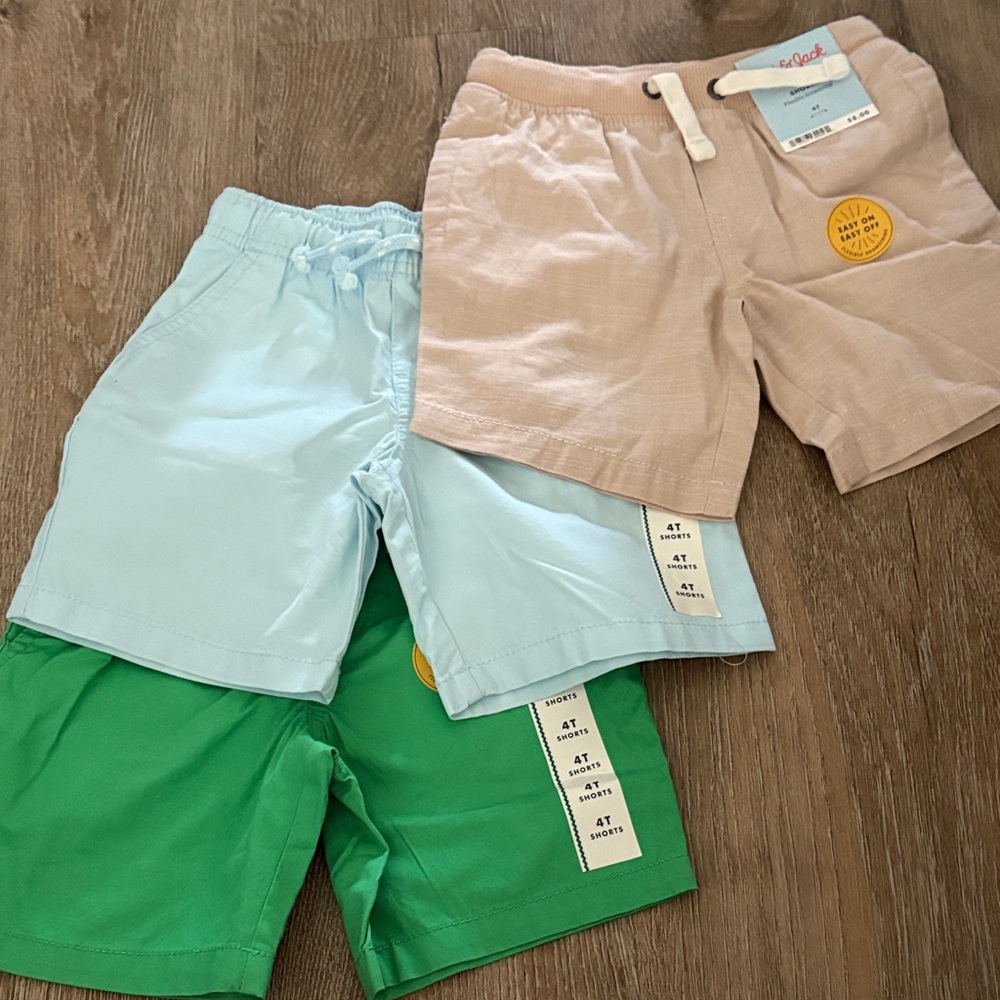 Cat & Jack 3-Pack Pull-On Shorts in Green, Light Blue & Tan